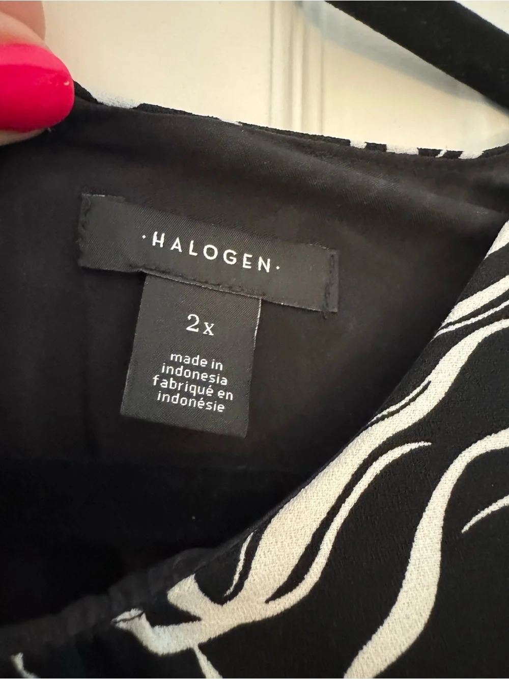 Halogen Black and White Long Sleeve Printed Midi Dress - Picture 3 of 6